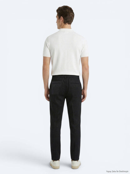 Schwarze lockere Baumwollhose mit Webmuster