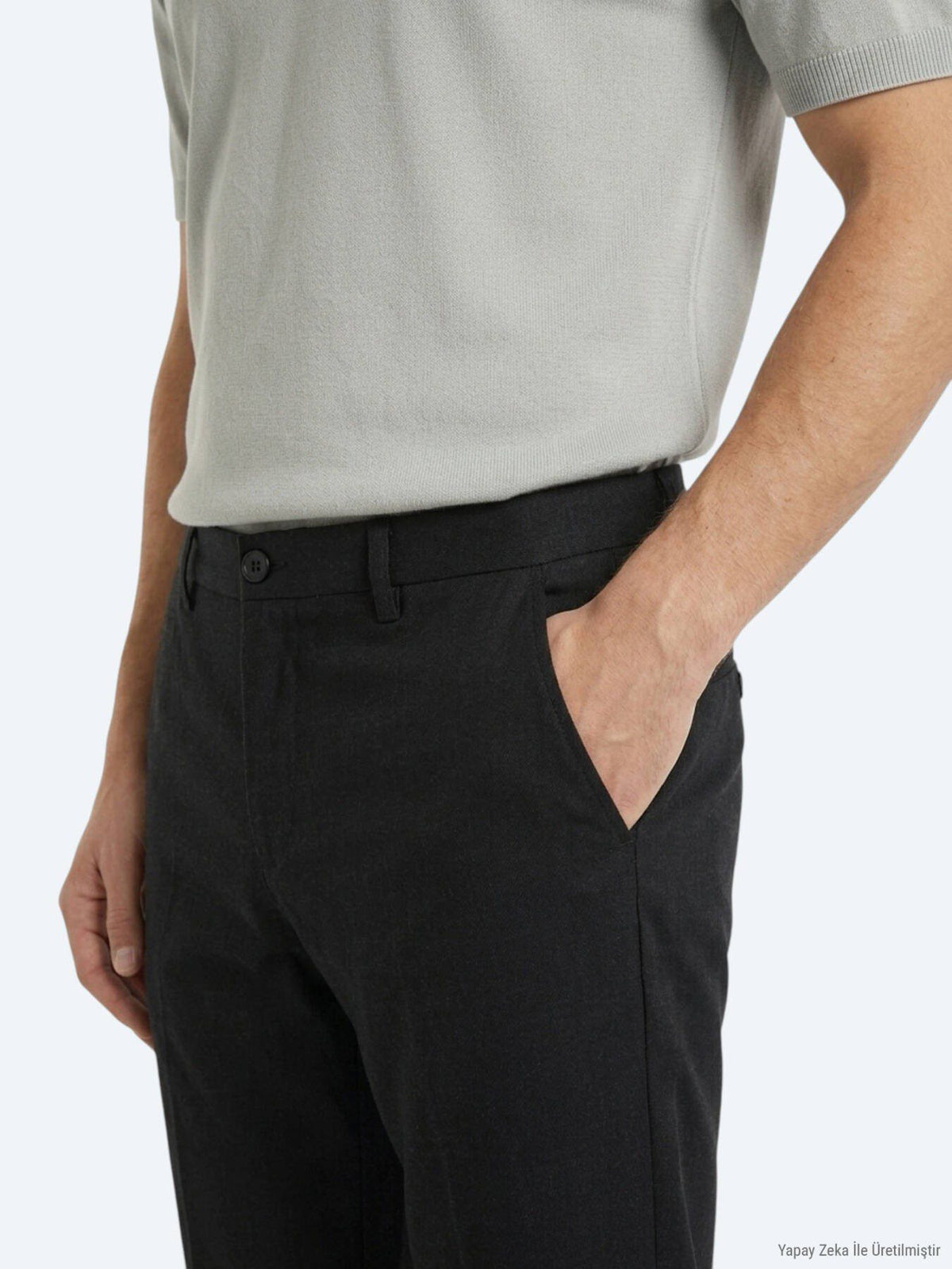 Schwarze lockere Baumwollhose mit Webmuster