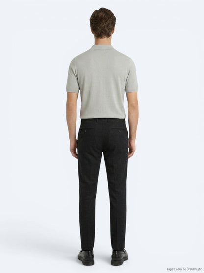 Schwarze lockere Baumwollhose mit Webmuster