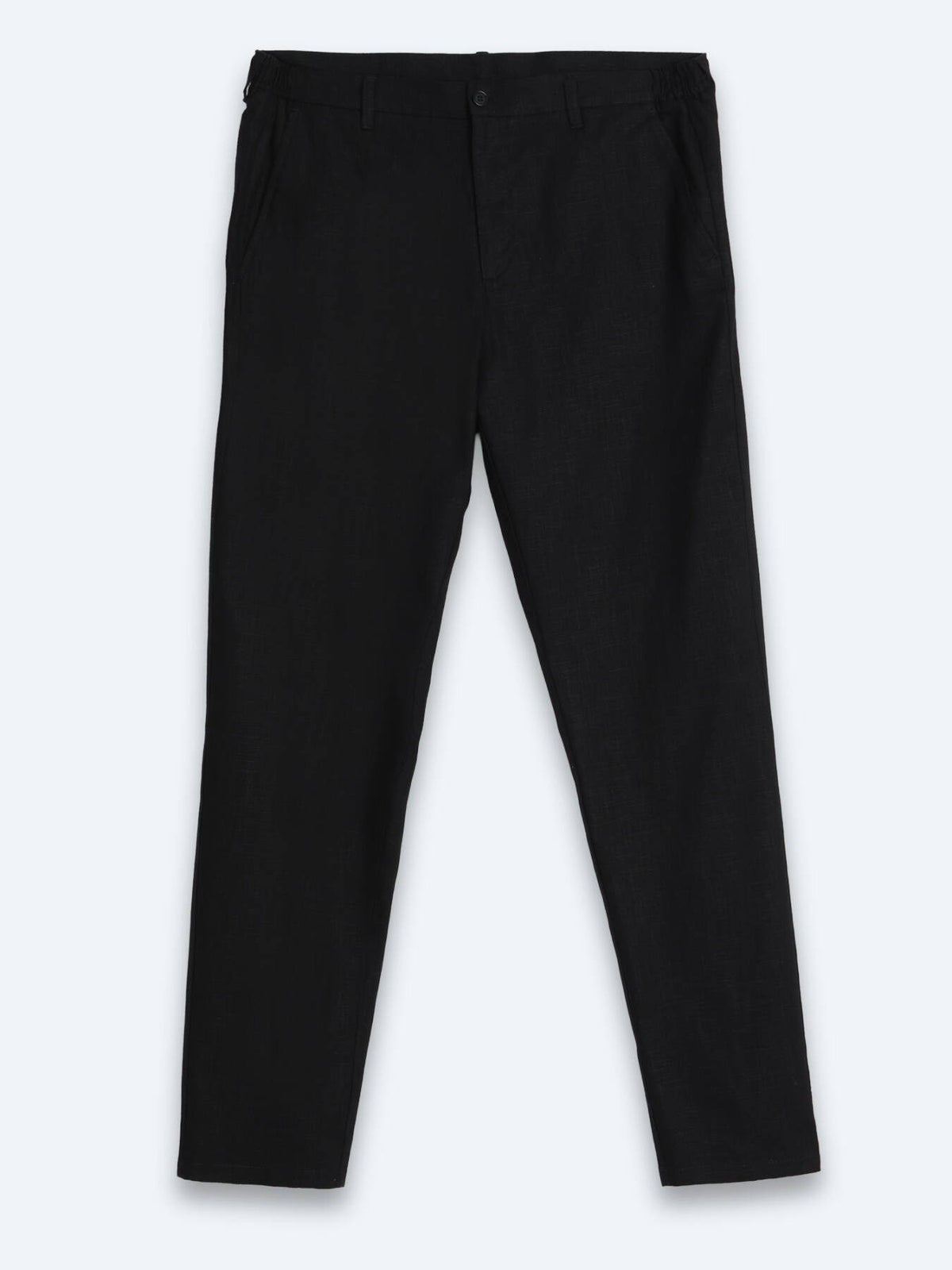 Schwarze lockere Baumwollhose mit Webmuster