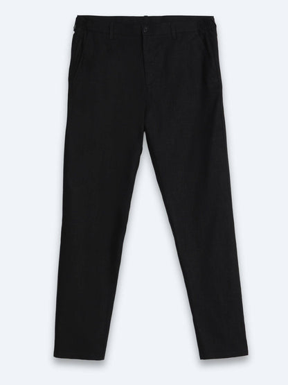 Schwarze lockere Baumwollhose mit Webmuster