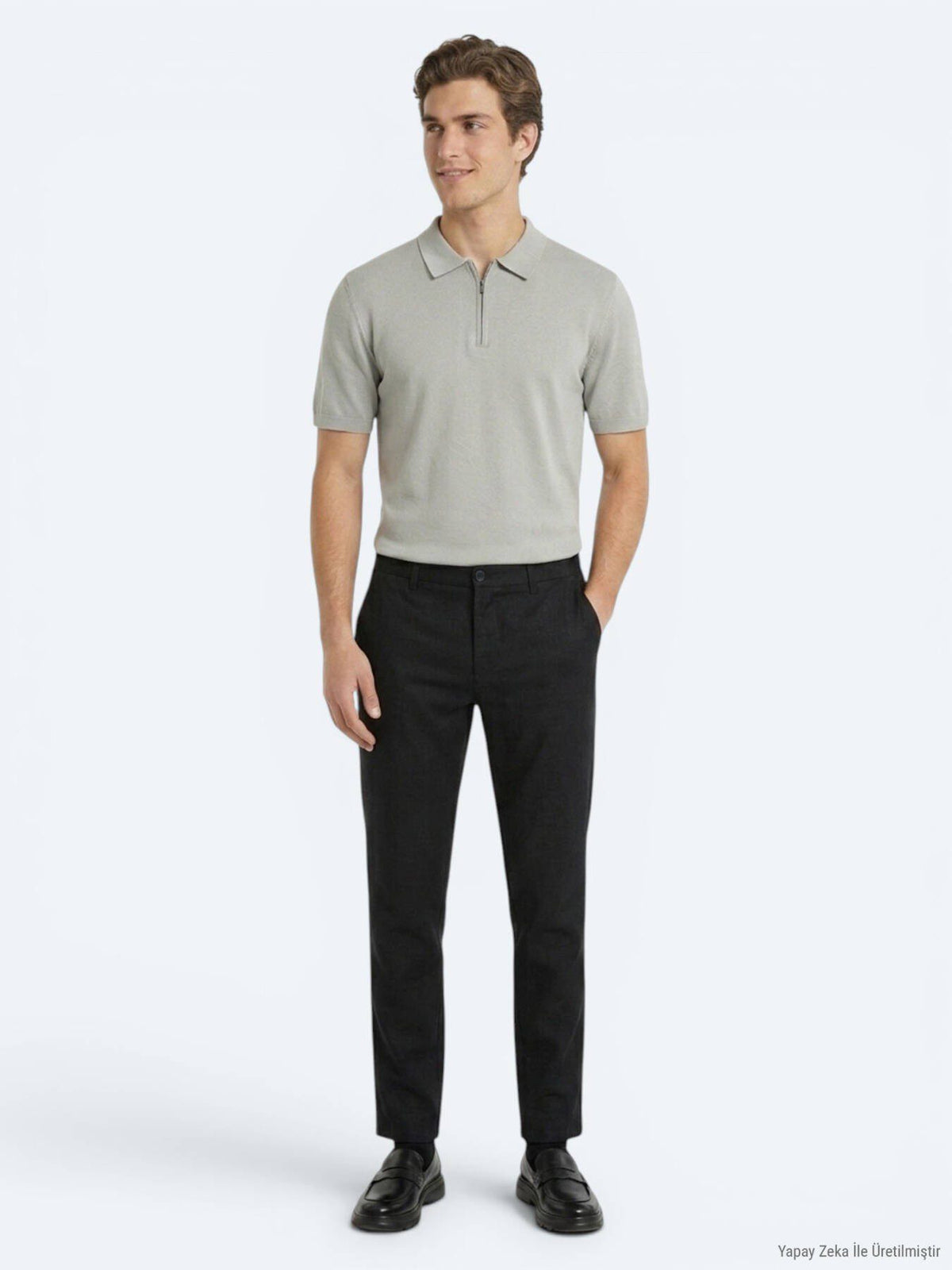 Schwarze lockere Baumwollhose mit Webmuster