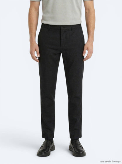 Schwarze lockere Baumwollhose mit Webmuster