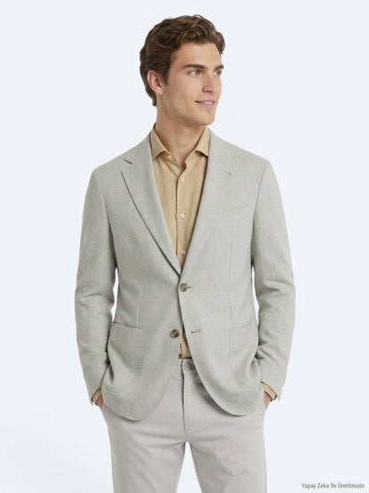 Ölgrün Unifarben Modern Fit Baumwolljacke