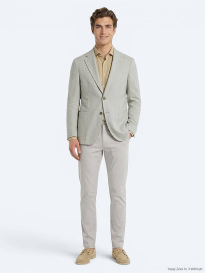 Ölgrün Unifarben Modern Fit Baumwolljacke