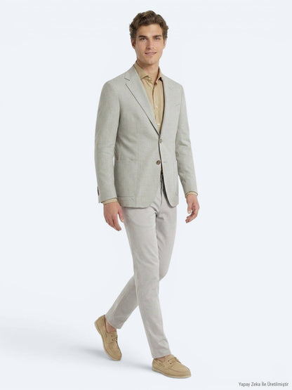 Ölgrün Unifarben Modern Fit Baumwolljacke