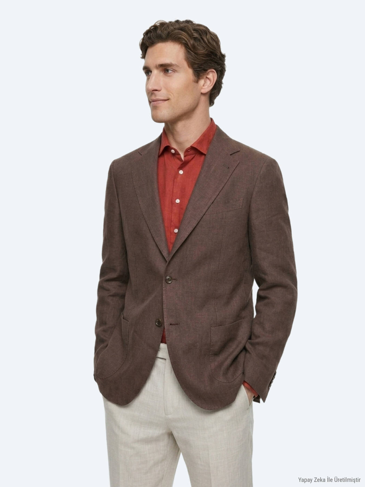 Braune schlichte moderne Leinenjacke