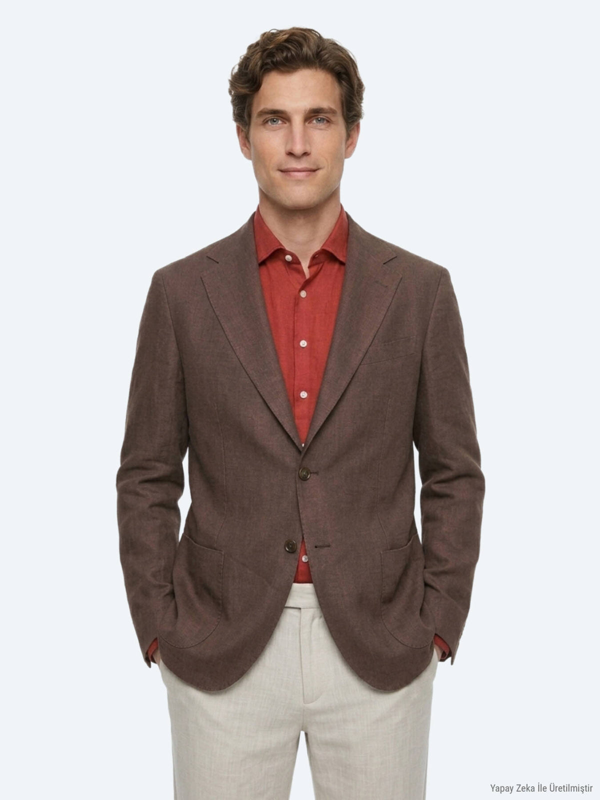 Braune schlichte moderne Leinenjacke