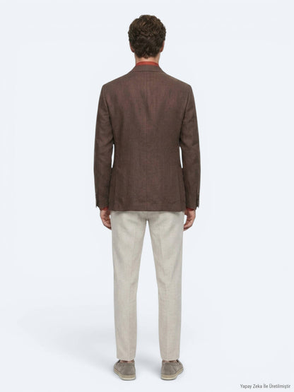 Braune schlichte moderne Leinenjacke