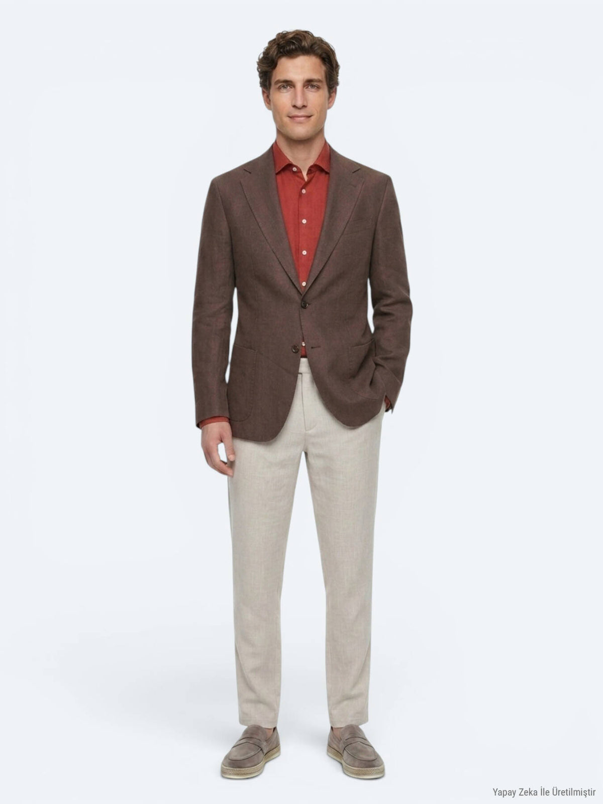 Braune schlichte moderne Leinenjacke