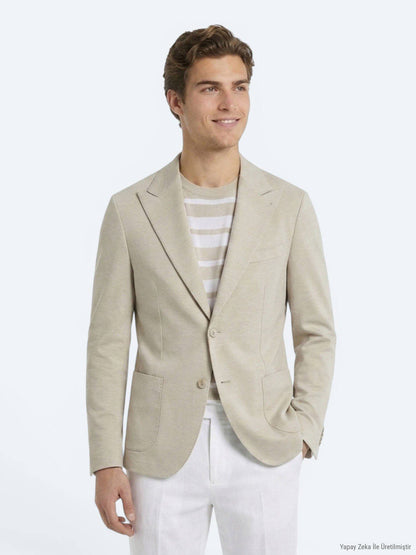 Beige Moderne Passform Baumwolljacke