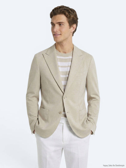 Beige Moderne Passform Baumwolljacke