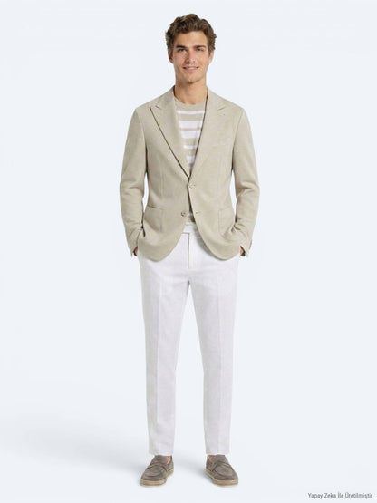 Beige Moderne Passform Baumwolljacke