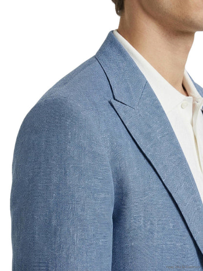 Blaue gemusterte moderne Leinenjacke