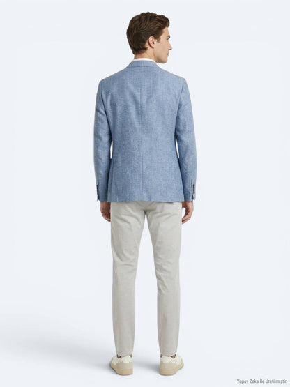 Blaue gemusterte moderne Leinenjacke