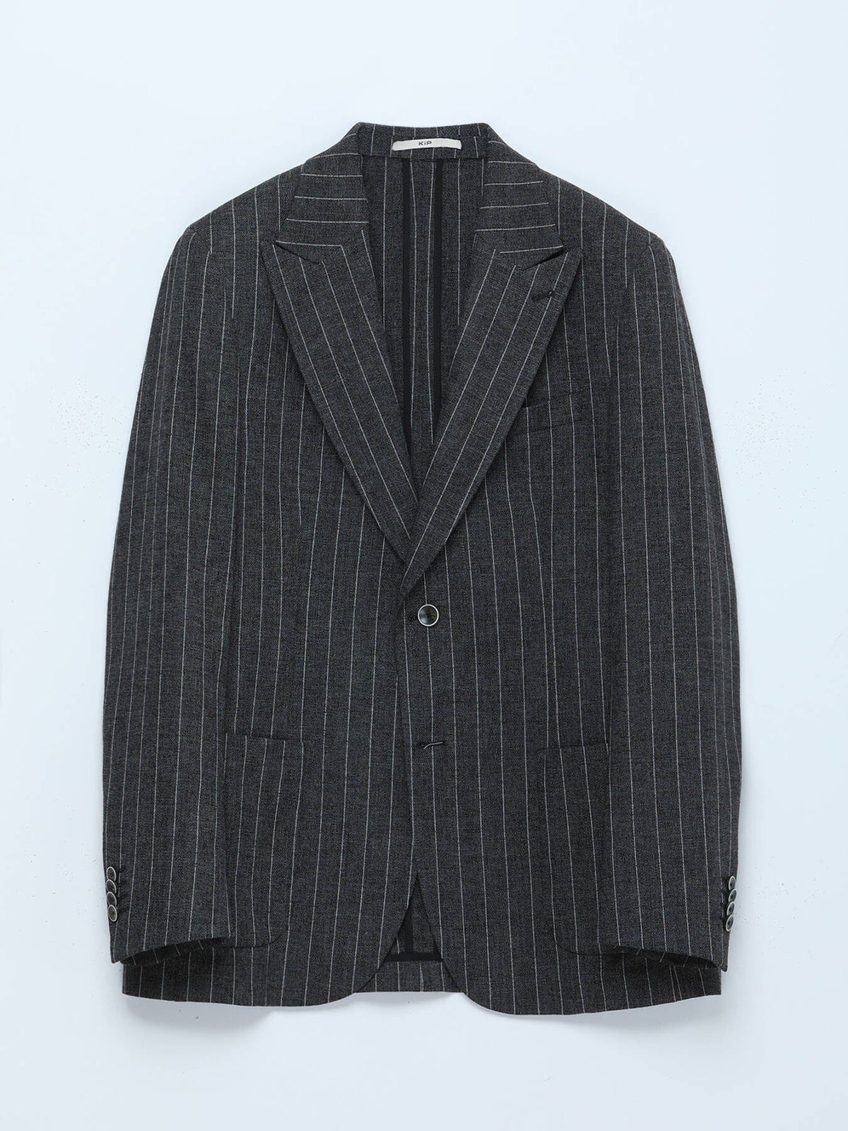 Hartkohle Gestreifter Modern Fit Leinenblazer