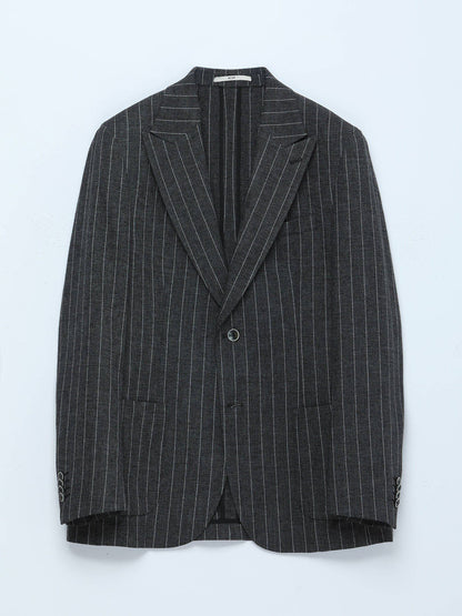 Hartkohle Gestreifter Modern Fit Leinenblazer