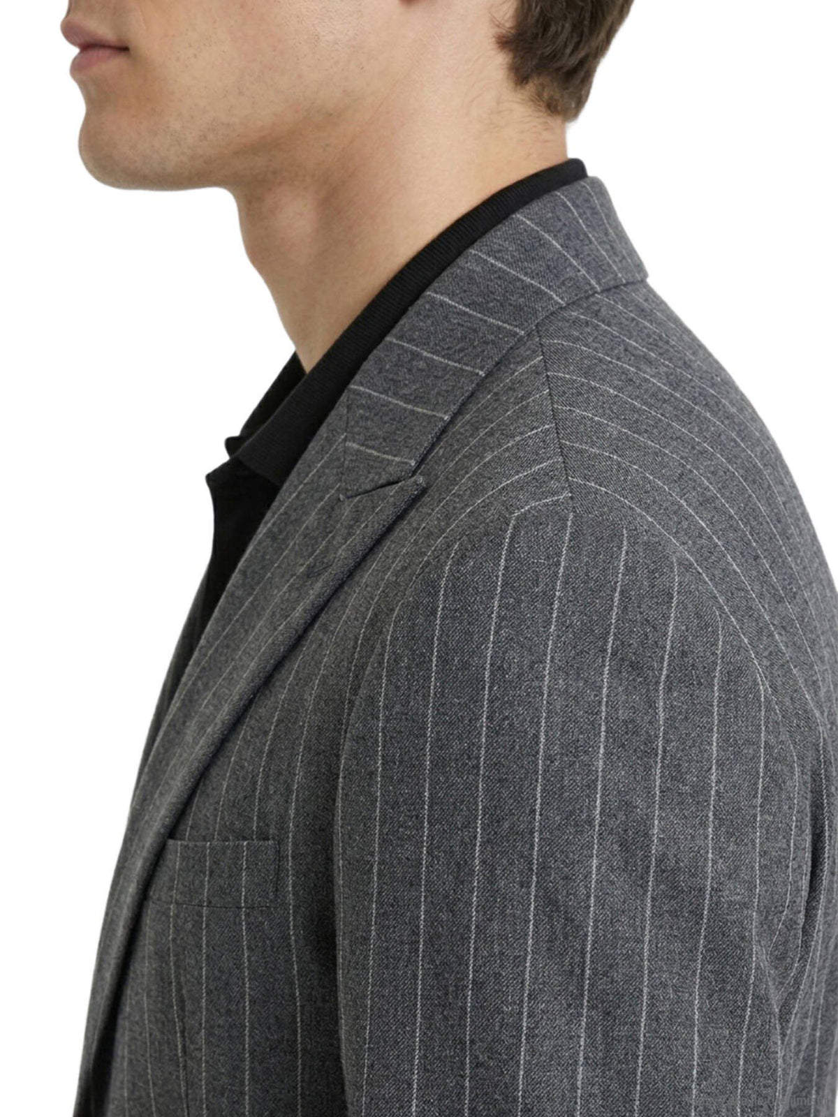 Hartkohle Gestreifter Modern Fit Leinenblazer