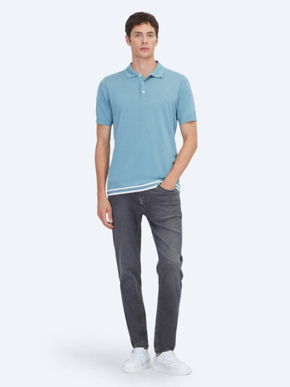 Blaues schlichtes 100% Baumwoll-T-Shirt