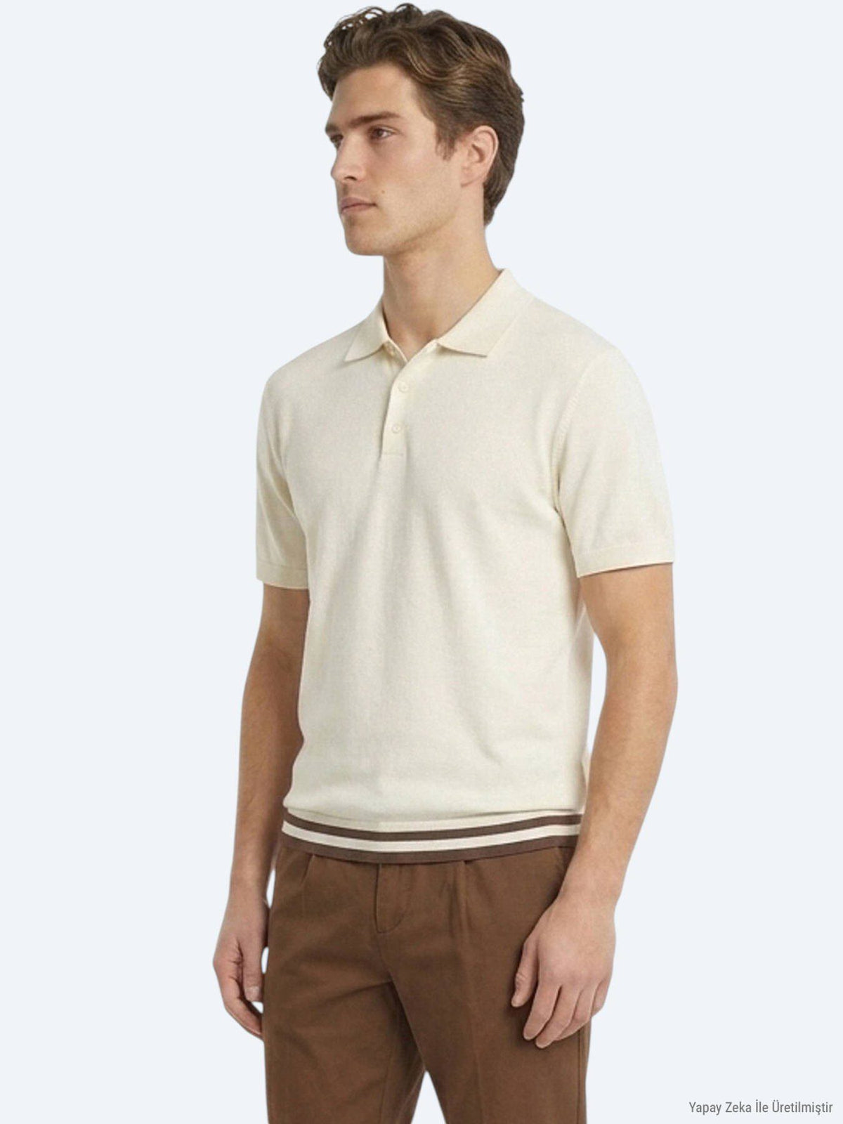 Beiges Unifarbenes 100% Baumwoll-T-Shirt