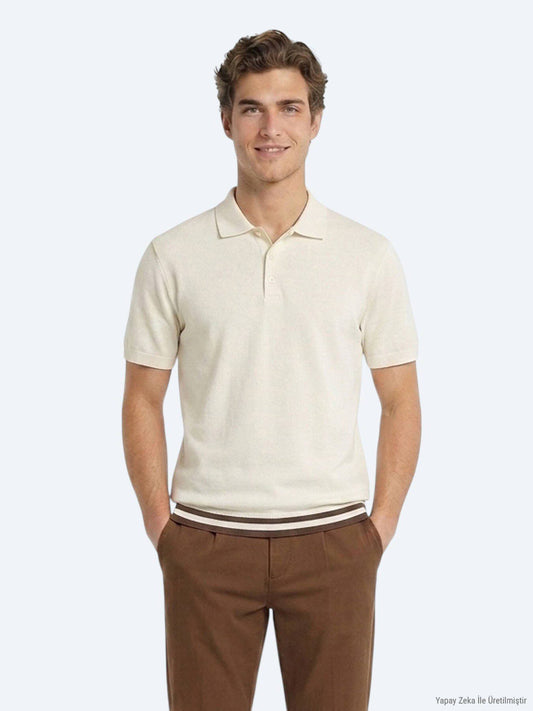 Beiges Unifarbenes 100% Baumwoll-T-Shirt