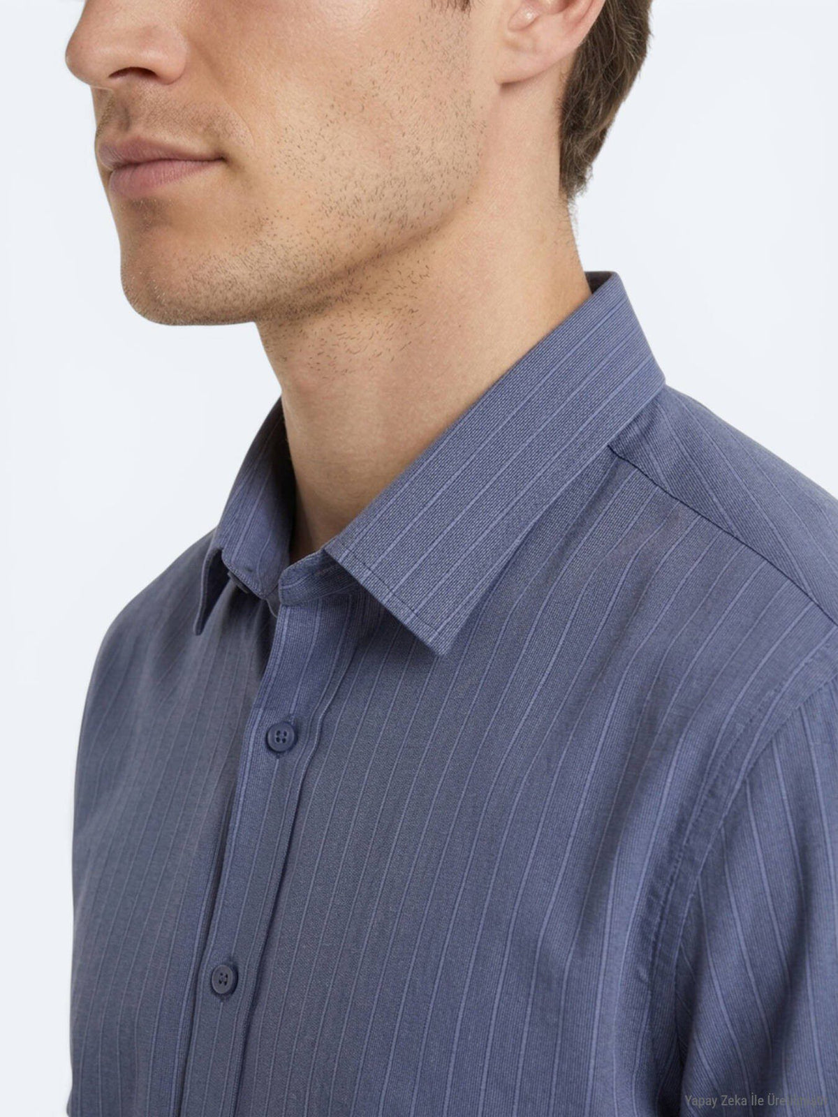 Indigo Gestreiftes Oversize Kurzhemd