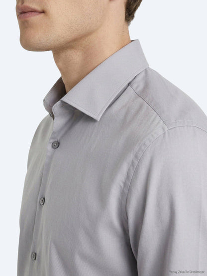 Grau Regular Fit Casual Baumwollhemd