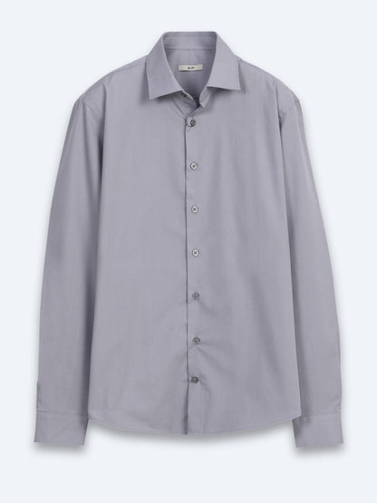 Grau Regular Fit Casual Baumwollhemd