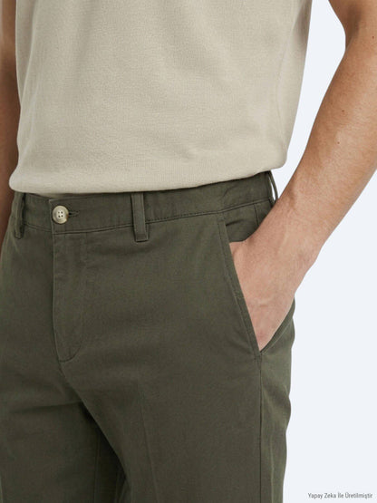 Khaki Velours Jogginghose Casual