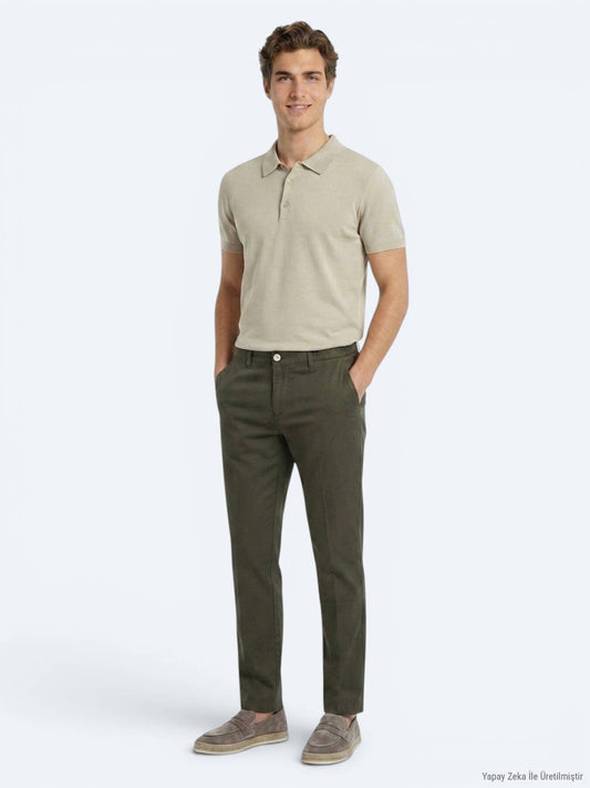 Khaki Velours Jogginghose Casual