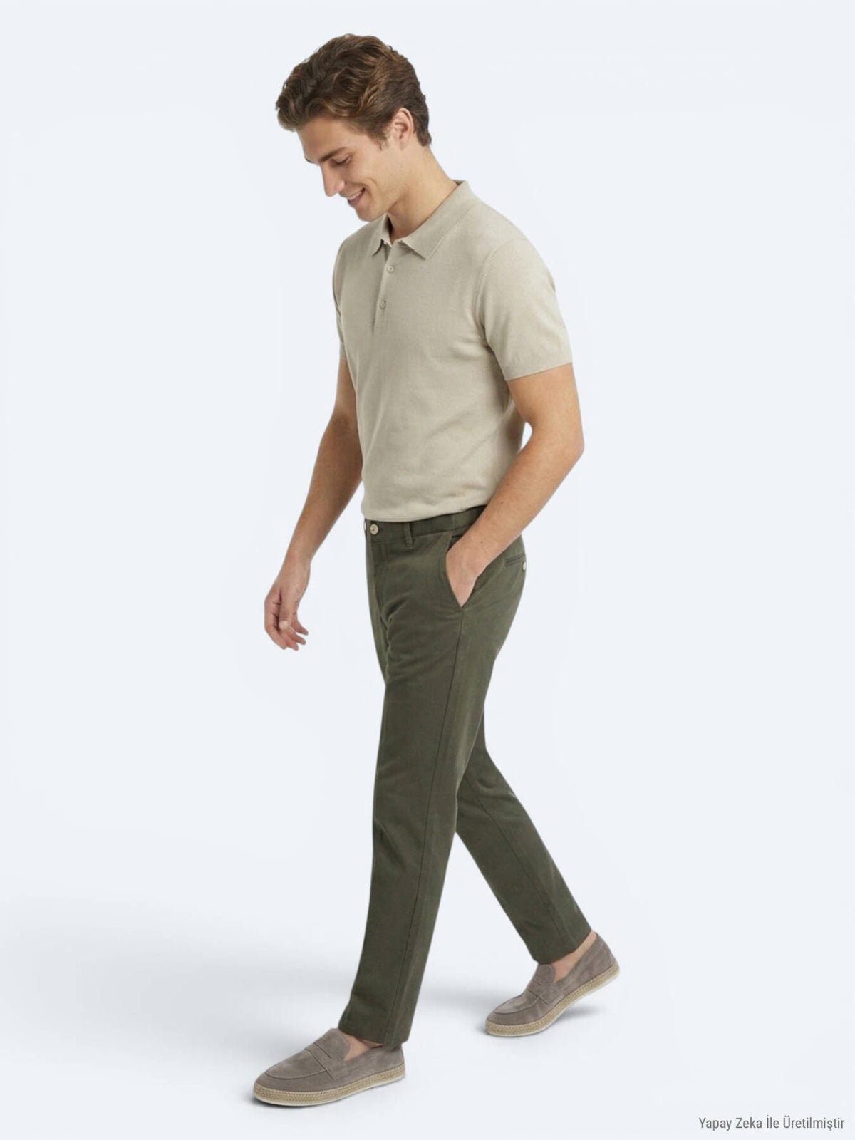 Khaki Velours Jogginghose Casual