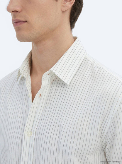 Weiß Gestreiftes Regular Fit Casual Hemd