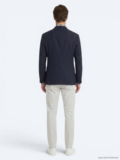 Schwarze Moderne Passform Leinenjacke