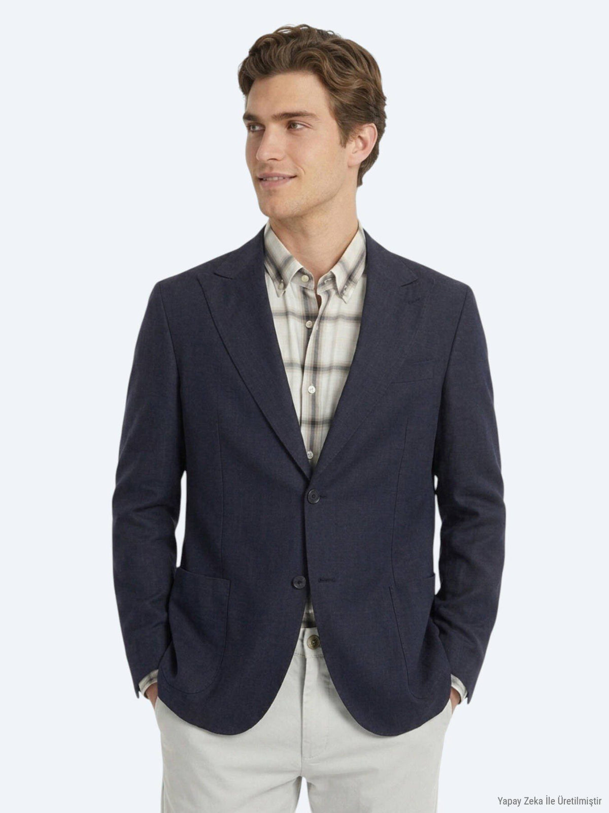 Schwarze Moderne Passform Leinenjacke