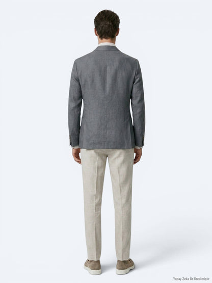 Petrolblaue moderne Leinenjacke