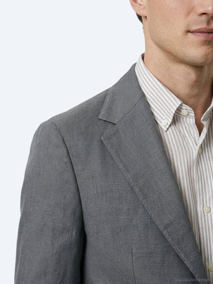 Petrolblaue moderne Leinenjacke