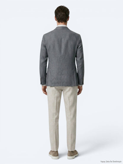 Petrolblaue moderne Leinenjacke