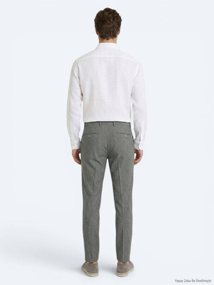 Khaki Relaxed Fit Casual Hosen aus Leinen