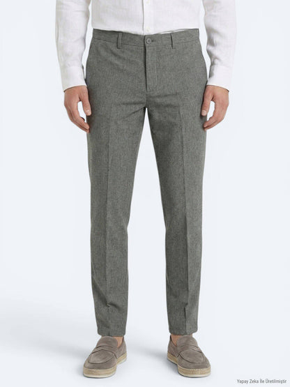 Khaki Relaxed Fit Casual Hosen aus Leinen