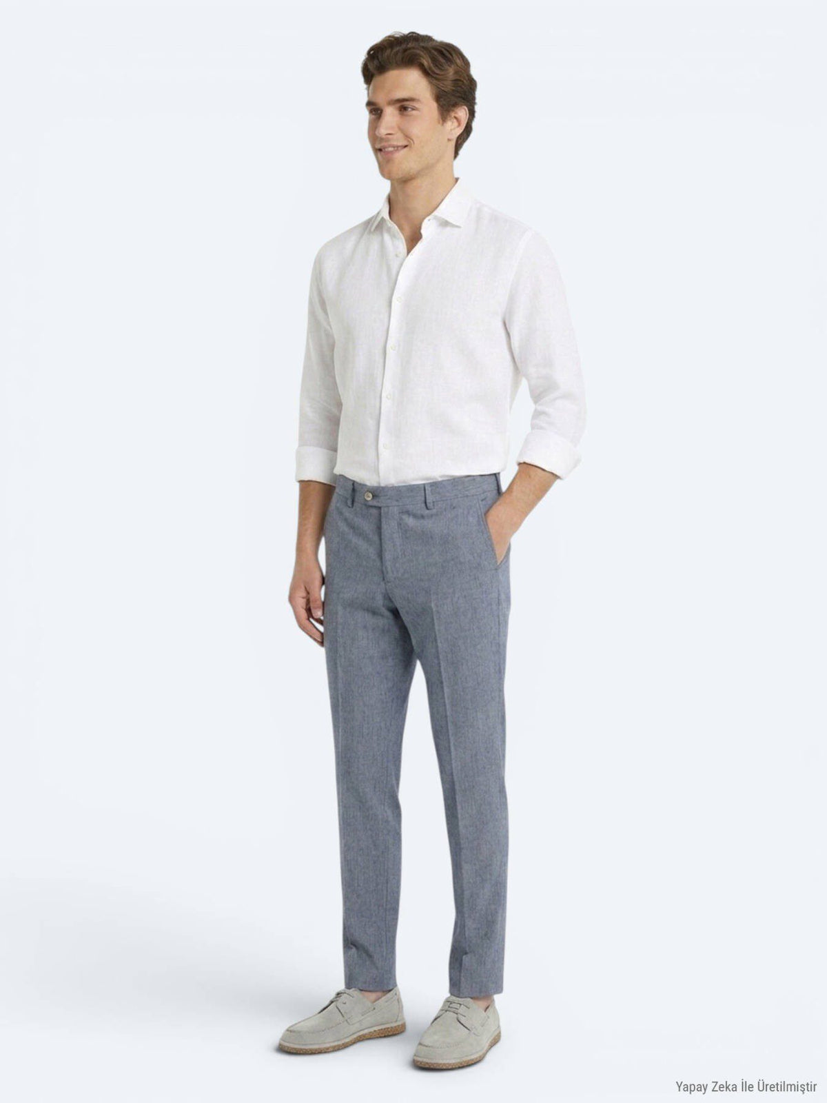 Blaue Velours Relaxed Fit Freizeithose