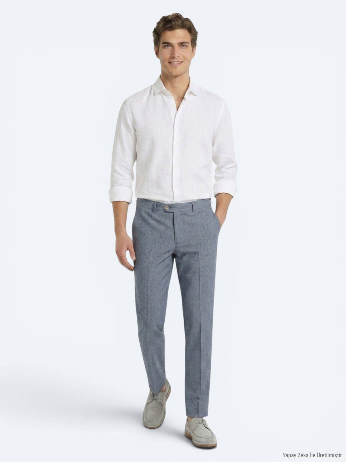 Blaue Velours Relaxed Fit Freizeithose