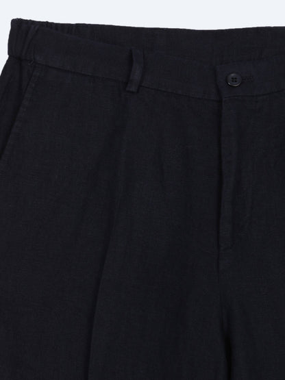 Marineblauer Komfort Fit 100% Leinenanzug