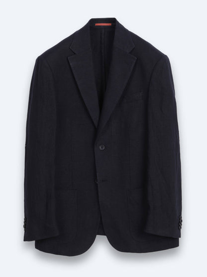Marineblauer Komfort Fit 100% Leinenanzug