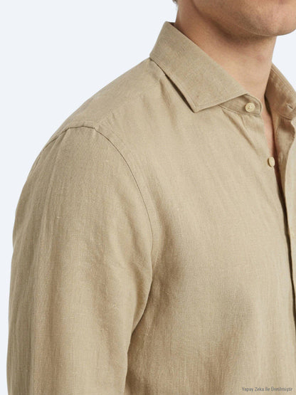 Zitronenform Unifarben Regular Fit Baumwollhemd