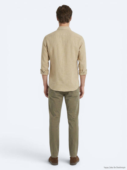 Zitronenform Unifarben Regular Fit Baumwollhemd