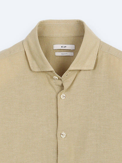 Zitronenform Unifarben Regular Fit Baumwollhemd