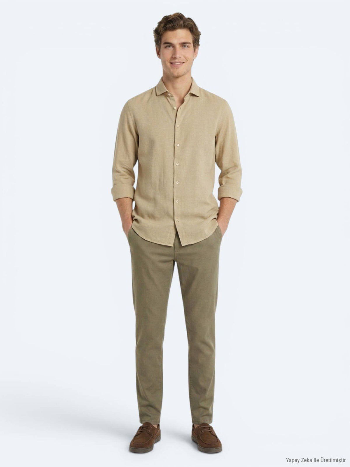 Zitronenform Unifarben Regular Fit Baumwollhemd