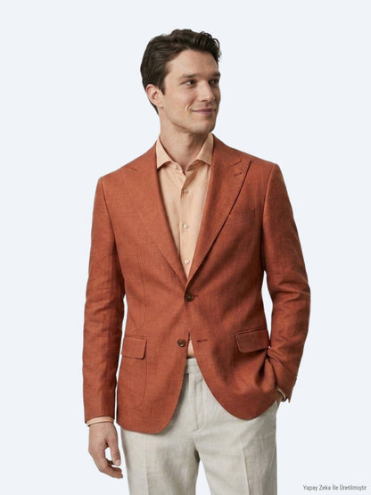 Rote Schlichte Moderne Leinenjacke