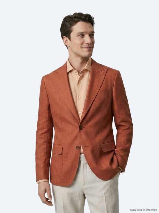 Rote Schlichte Moderne Leinenjacke
