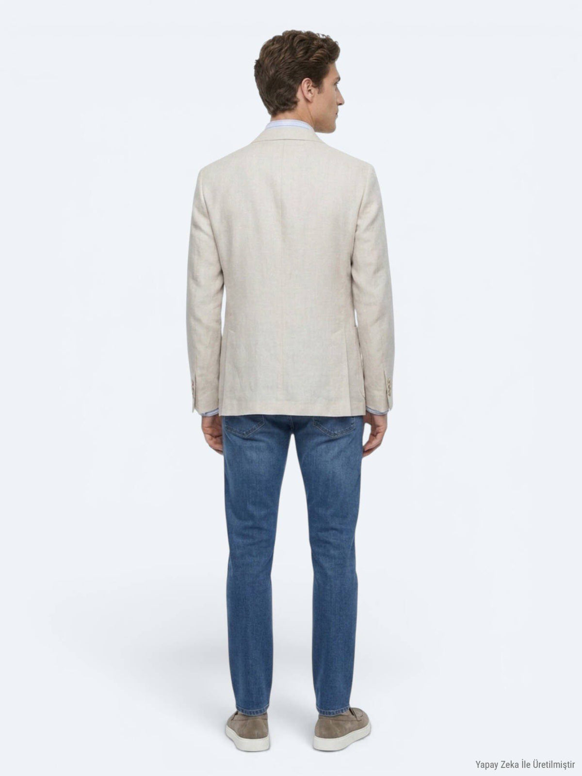 Stein Einfarbig Modern Fit Leinenjacke